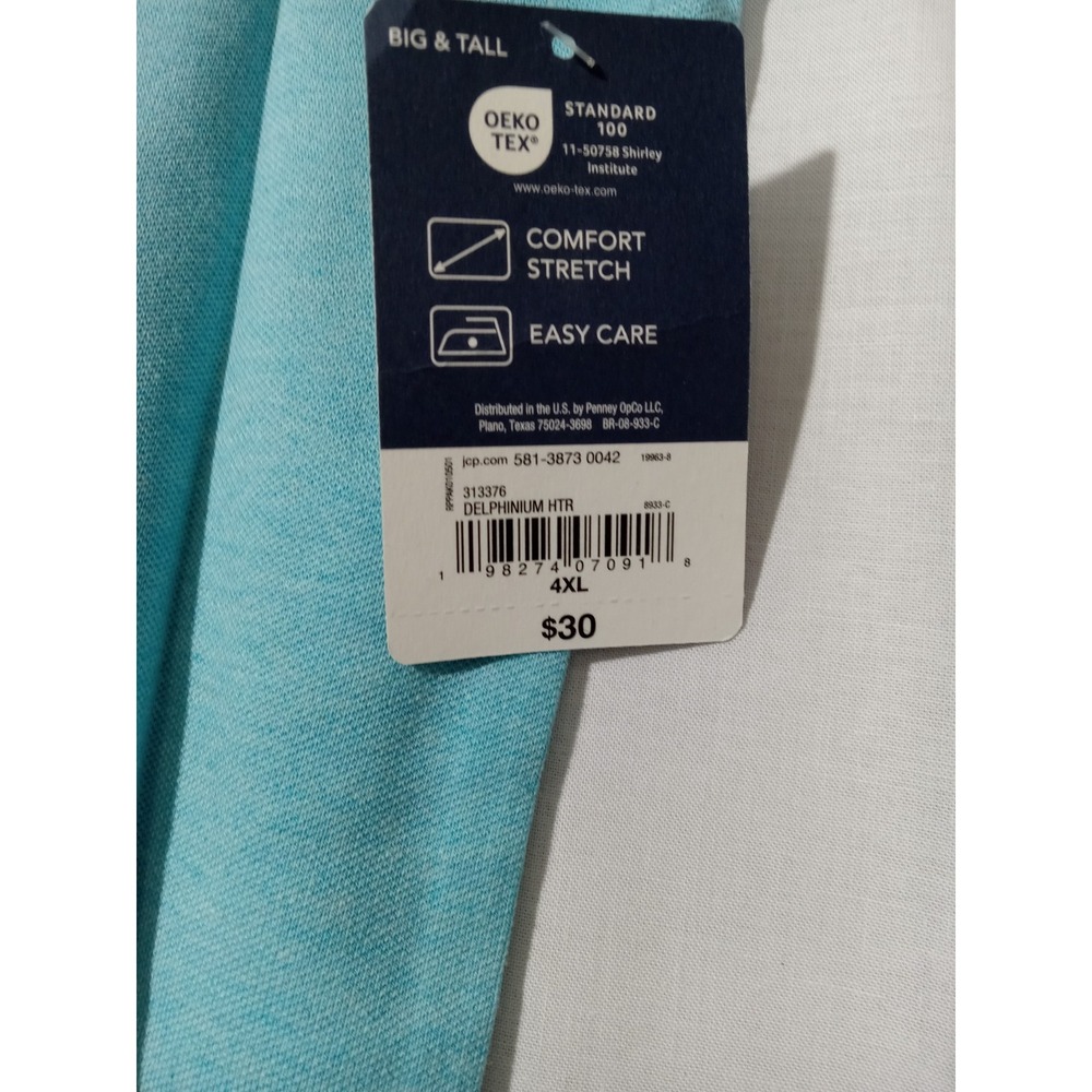 St John's Bay‎ Polo Men's 4XL Blue Delphnium Heather Comfort Stretch Classic Fit - Picture 4 of 6